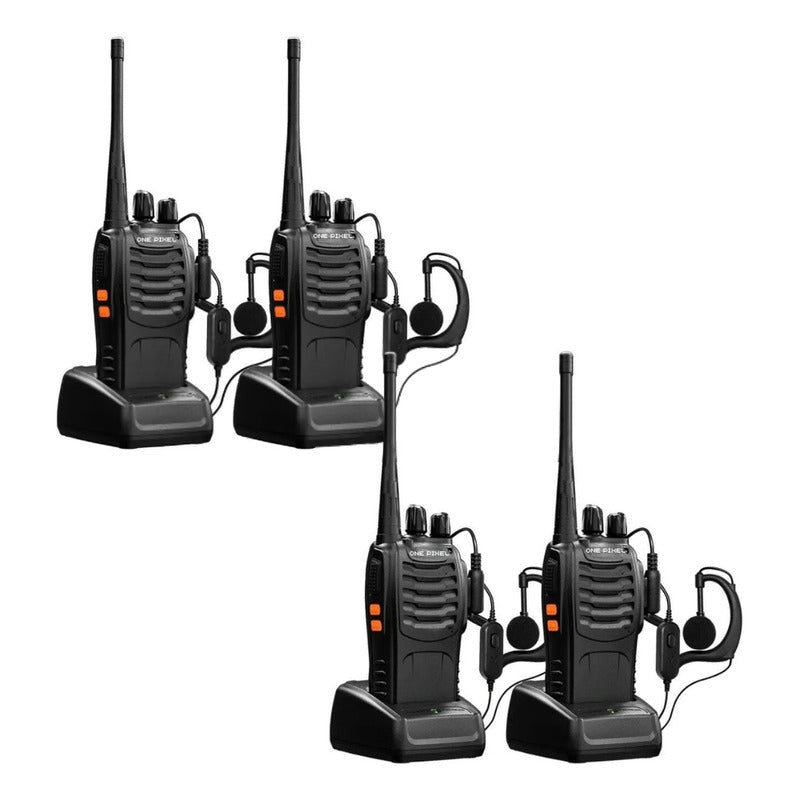 Radio Walkie Talkie One Pixel Px-888s Uhf X4 Bateria 2800m Ah Color Negro