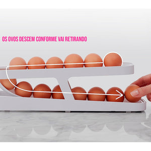 Organizador De Bandejas Dispensadoras Enrollables Para Huevos, Hasta 14 Unidades, En Color Blanco