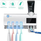 Porta Cepillo Dispensador De Crema Dental Con Esterilizador Color Blanco