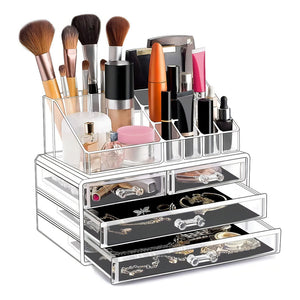 Organizador De Maquillaje En Acrilico Cosmeticos Grande Color Blanco